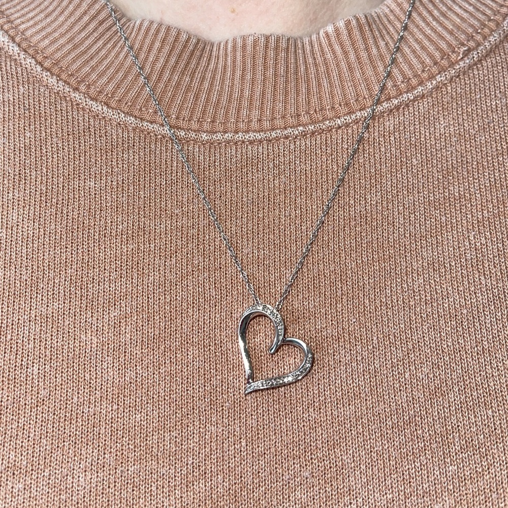 Zales diamond heart necklace on delicate chain